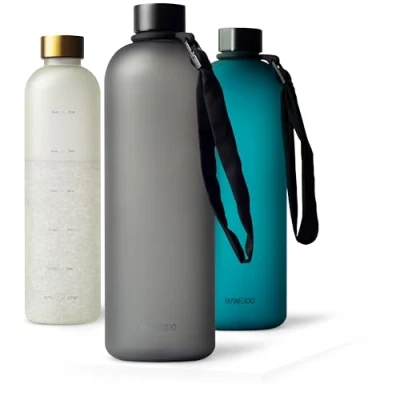 Image of MAMEIDO 1.5l water Bottle Motivational Time Markings, BPA free, Leak Proof, Tritan Co Polyester Plastic, 1.5 litre bottle, Sports (Carbon Grey, 1500ml)