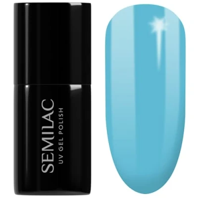 Image of SEMILAC 044 Intense Blue Nail UV Gel Polish Long Lasting and Easy to Apply Soak off UV/Led Perfect for Home Professional Manicure Pedicure 7 ml