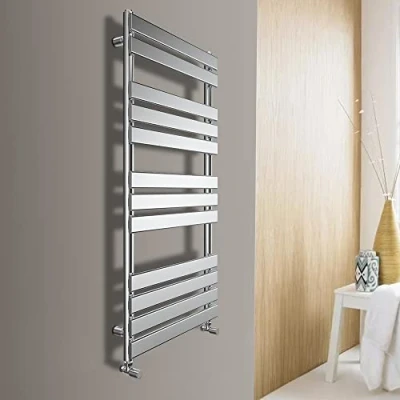 Image of Warmehaus Flat Panel Heated Towel Rail Designer Bathroom Radiator Ladder Rad Chrome 1200 x 500mm Warmer for Kitchen