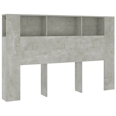 Image of vidaXL Headboard Cabinet Home Bedroom Furniture Accessory Wall Bed Bookcase Backboard Concrete Grey 160x18.5x104.5 cm