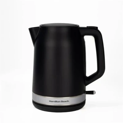 Image of Hamilton Beach Ella Cordless Kettle, 1.7L, Boil Dry Protection, Auto Shut Off, Detachable Filter, Lift &amp; Grip Handle, Push Button Lid, Water Level Window, UK Strix Technology HBK3045MB, Matte Black