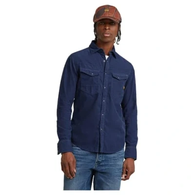 Image of G STAR RAW Men&#039;s Dakota Slim Shirt Long Sleeve, Blue (Dk Sea Gd D25223 c436 g702), XL