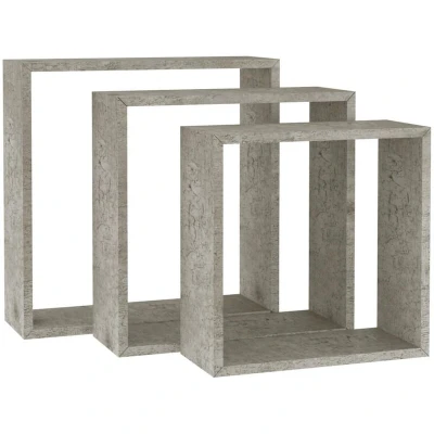 Image of vidaXL Wall Cube Shelves 3 pcs Concrete Grey