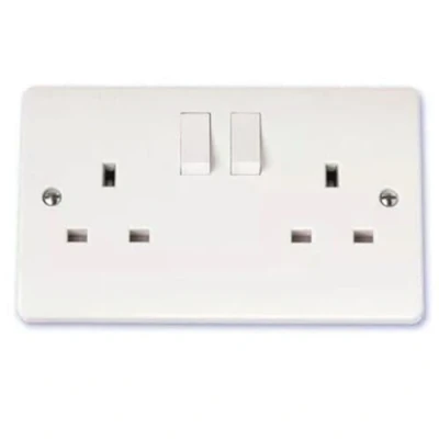 Image of ARA CHOICE 13A 2 Gang Electrical Socket Double Wall Plug Outlet Switch Electric with Round Edge and Fixing Screws Pole Outlets for Home Office Industries Etc. Click Mode CMA036 83
