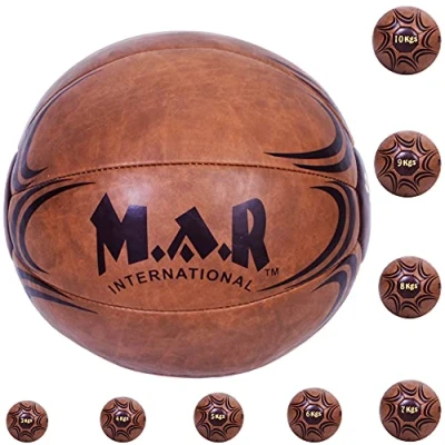 Image of MAR Synthetic Leather Medicine Balls, Essential Home Gym Fitness Equipment for Abdominal Strength and Muscular Endurance Improvement, Workout Ball Exercise &amp; Training (7kg)