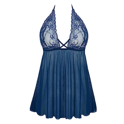 Image of Amorbella Womens Lace Chemise Lingerie Bridal Babydoll Nightwear Set(Peacock Blue,XL)