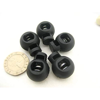 Image of UK Stock 10pcs Black Round Toggles Cord Adjusters Stopper Spring Loaded Lock