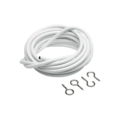Image of Merriway BH03869 Plastic Coated Curtain Wire with 2 Each Hooks and Eyes, 120 cm (48 inch)