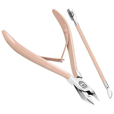 Image of SENBACH Cuticle Trimmer with Pusher, Remover Nipper Professional Stainless Steel Cutter Clipper Durable Pedicure Manicure Tools for Fingernails and Toenails (Pink)