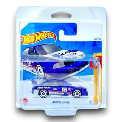 Image of Hot Wheels Audi 90 Quattro (Blue &amp; White) 4/5 HW Turbo 2024 144/250 (Short Card) COMES IN A GENUINE KLAS CAR KEEPER PROTECTOR CASE HTC64