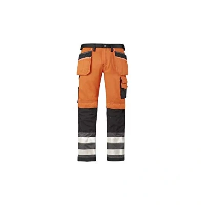 Image of Snickers High Vis Holster Pockets Trousers Class 2 Orange/Muted Black Waist 35&quot; Inside leg 30&quot;