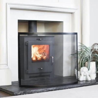Image of Black Contemporary Curved Single Panel Fire Guard