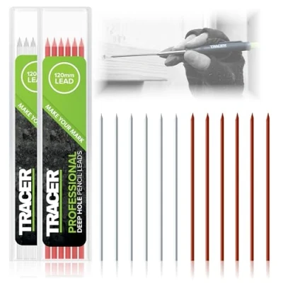 Image of Tracer Deep Hole Pencil Alternative Leads Set 12 x 2.8mm High Visibility Coloured for the Pencil. 6 Red, White. refills.