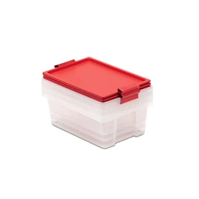 Image of TATAY Set of 3 Storage Boxes with Lid, 15 L Capacity, Handles, Lid 100% recycled materials, BPA Free, Black. Measures 25 x 36 26 cm