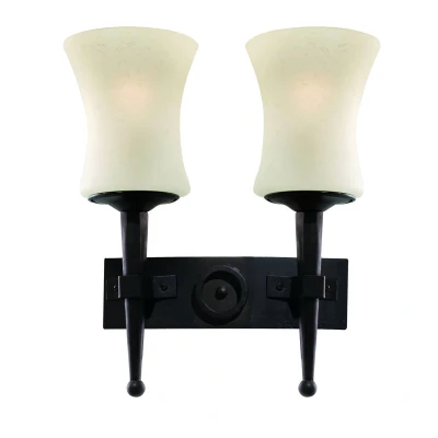 Image of Cartwheel 2 Light Indoor Wall Black with Scavo Glass, E27