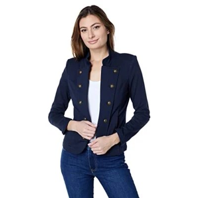 Image of Tommy Hilfiger Women&#039;s Band Jacket Casual Blazer, Sky Capt, S