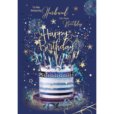 Image of Cherry Orchard Amazing Husband Birthday Card from the Grayson range, complete with Gold Envelope &amp; A foil Finish