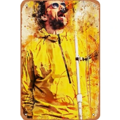 Image of Mzreisily Liam Gallagher Poster Tin Sign Vintage Metal for Bar Pub Home Cafe Wall Decor 8x12 Inch
