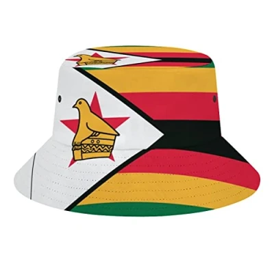 Image of Zimbabwe Flag Bucket Hat for Men Women Fashion Fisherman Cap Beach Sun Travel Hiking