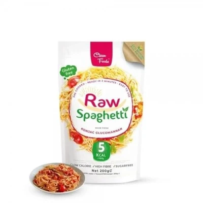 Image of CleanFoods Raw Spaghetti 3 x 200g I Konjac vegan gluten free fat sugar low carb only 6 calories per 100g ready in 2 minutes