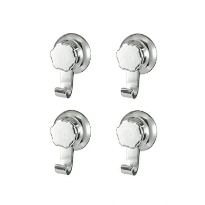 Image of Compactor Bestlock Wall Mounted Small Storage Hooks, Suction Cup Mounting, Supports up to 3 kg, Anti Rust Chrome Plated Iron, Pack of 4, 5.4 x 4 H.8 cm, RAN7818