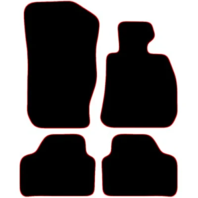 Image of Carsio Carpet Car Mats For BMW X1 2010 2015 (E84) 4 Piece Set Tailored Fit Floor Mat Complete Accessory Black Custom Fitted All Weather, Anti Slip Backing &amp; Red Trim