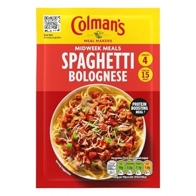 Image of Colman&#039;s Spaghetti Bolognese Recipe Mix Delicious with Grated Cheddar Cheese Quick to Prepare Sauce 44 g