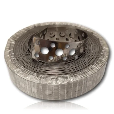 Image of Stainless Steel Metal Band Fixing Strap Builders 10 Meters / 39 Inch Roll (20mm) Strip Fence Brackets Banding Ties with Holes Pre Galvanised