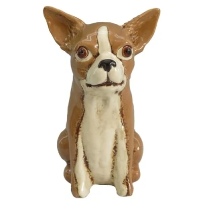 Image of Shudehill Giftware Village Pottery Top Dog Hand Finished Vase Yorkshire Terrier, Springer Spaniel, Jack Russell, Frenchie, Dalmatian, Dachshund, Chihuahua Cute Designs (Chihuahua)