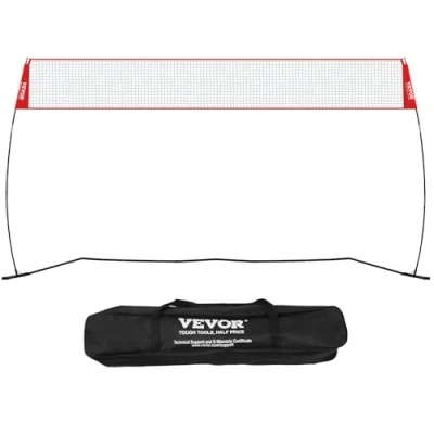Image of VEVOR Freestanding Volleyball Training Net for Indoor or Outdoor Use, Adjustable Height Portable System with Carrying Bag, Professional Practice Trainer Hitting Serving Drills