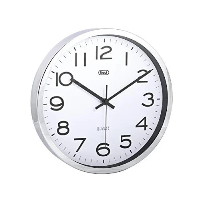 Image of Trevi Round Wall Clock, Silver, 47 x 37 6 cm
