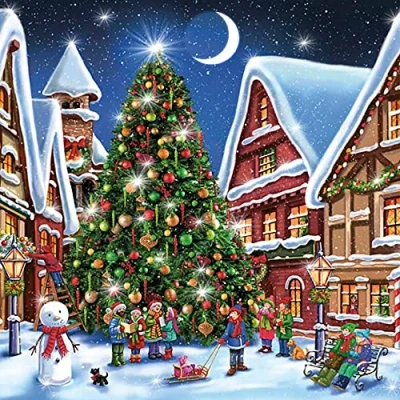 Image of DAISY 3 Ply Children Theme Xmas Decoupage Tissue Paper Napkins Decorative Christmas Serviettes 33cm x Pack of 20 (Christmas Night)