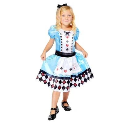 Image of Amscan 9910089 Girls Sustainable Alice In Wonderland World Bok Day Fancy Dress Costume Age: 6 8 Yrs
