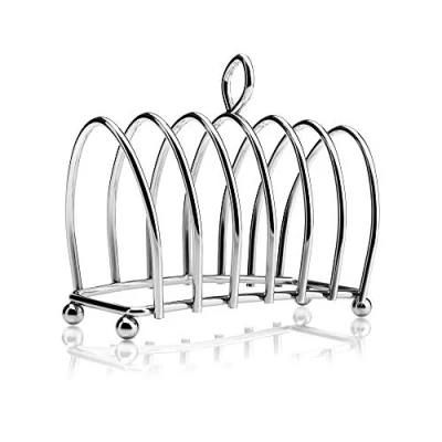 Image of Kilo BA51 Victorian Design Chrome 6 Slice Toast Rack with Ball Feet and Loop Carry Handle