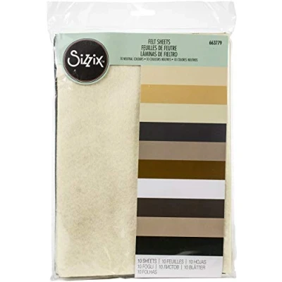 Image of Sizzix Surfacez Felt Sheets 663779, 10, 10 Pack, Neutral Colours, One Size