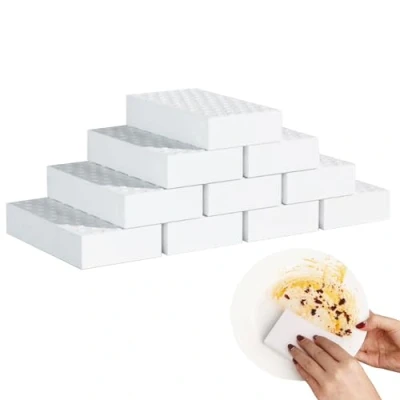 Image of 10 Pack Magic Cleaning Sponges Eraser, Melamine Foam Pads,White Eraser Sponge for All Surface, Walls, Kitchens, Bathrooms, Floor, Baseboard,Paint 10x7x3cm