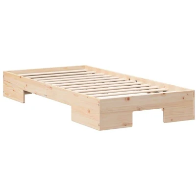 Image of Floor Bed Frame with Storage Brown 100 x 200 cm Solid pine wood Vidaxl
