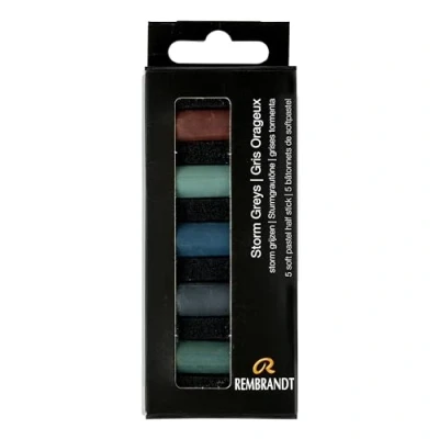 Image of Royal Talens Rembrandt Soft Pastels Half Size Storm Greys 5 Assorted Colours