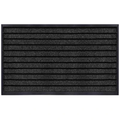 Image of Hafaa Door Mat 40x60 cm, Indoor &amp; Outdoor Heavy Duty Rubber Mats Dirt Trapper Non Slip Washable Barrier Floor Entrance Rug Shoes Scraper Super Absorbent Front Doormats,Black