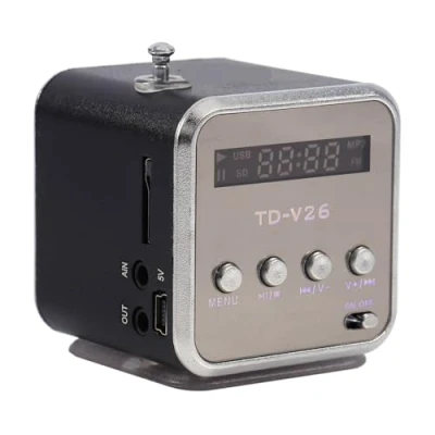 Image of Mini Portable FM Radio Speaker, Digital Stereo MP3 MP4 Music player Support TF Card USB Disk (黑色)