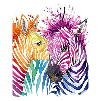 Image of Wee Blue Coo Rainbow Zebra Painting Art Print Poster Wall Decor 12X16 Inch