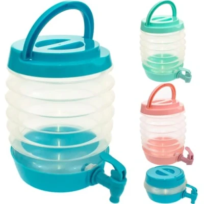 Image of Almineez Collapsile 3.3L Plastic Drink Dispenser with Tap Cold Water Dispenser, Handle, Screw Top Lid Fridge Cocktails Beverage Infused &amp; Soft Drinks for BBQ&#039;s Parties Home