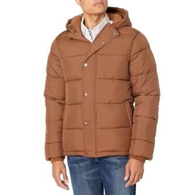 Image of Amazon Essentials Men&#039;s Heavyweight Hooded Puffer Coat, Light Brown, XS