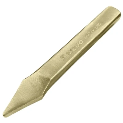 Image of WEDO Non Sparking Flat Chisel Pointy Head,Cold Chisel,Aluminum Bronze,4x7x200mm,BAM &amp; FM Certificate,Cone for Carpentry, Metalwork, Woodwork Masonry Work
