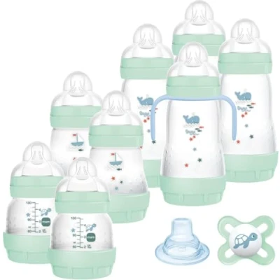 Image of Mam Easy Start Anti Colic Baby Bottle, 8 Bottles in 130 ml, 160 ml and 260 Sizes, 1 Nano, 4 Sealant Discs, Extra Soft Grip Spout, Assorted Colour, 7 30 g