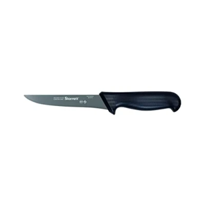 Image of Starrett Professional Stainless Steel Kitchen Boning Knives Wide Straight Profile 6 inch (150mm) Black Handle