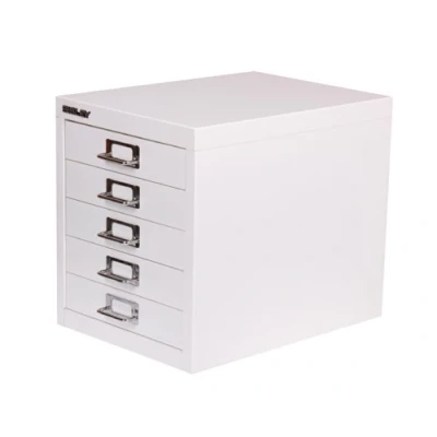Image of Bisley Desktop Cabinet 5 Drawer H325xW279xD380mm Steel Color: Chalk White