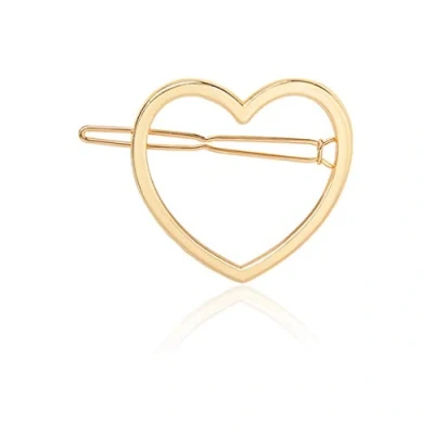 Image of Yeptop Minimalist Love Heart Shape Hair Clips Women Hollow Metal Alloy Hairpin Clamps Metallic Polished Glitter Barrettes Bobby Pin Ponytail Holder