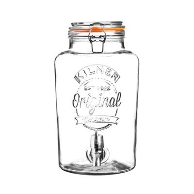 Image of Kilner Clip Top Round Drinks Dispenser, Transparent, 5 Litre