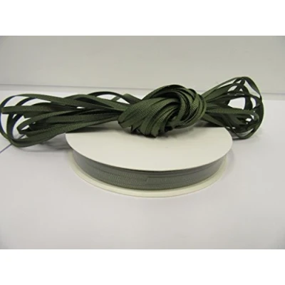 Image of 1 roll of 3mm x 50 metres Grosgrain Ribbed Ribbon Olive Dark Green Double Sided 3 mm